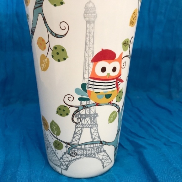 NWOT - Enchanted Woods 222 Fifth Mug Cartoon Style French Owls & Paris Skyline - Picture 12 of 16
